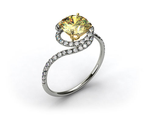 18k White Gold Pave Set Swirl AE100 by Danhov Designer Engagement Ring